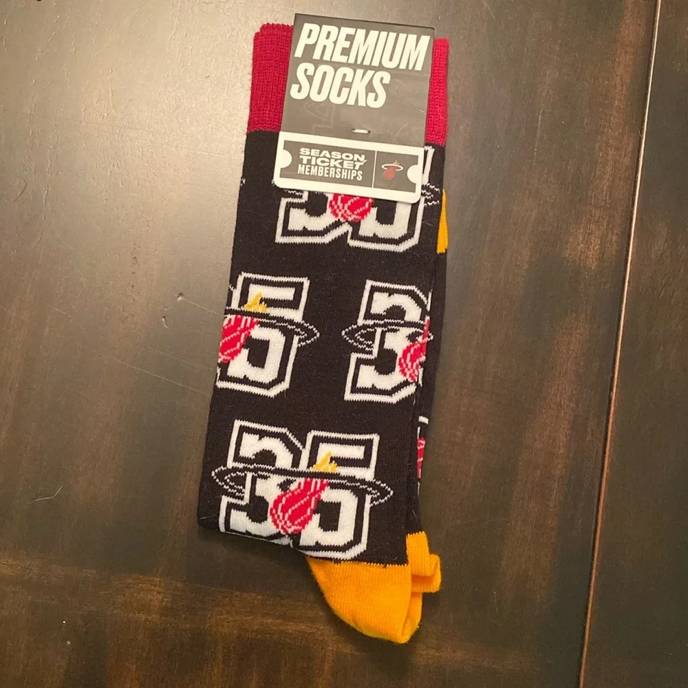 NWT! Miami Heat Logo Crew Socks “35th Anniversary” Edition